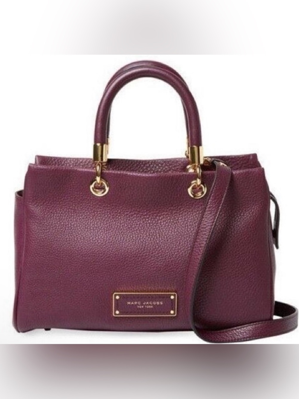 Marc Jacobs Plum Pebbled Leather Satchel with Gold Hardware
